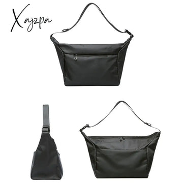 Xajzpa - Solid Oxford Men’s Crossbody Bag 12Inch Ipad Zip Waterproof Portable Leisure Shoulder